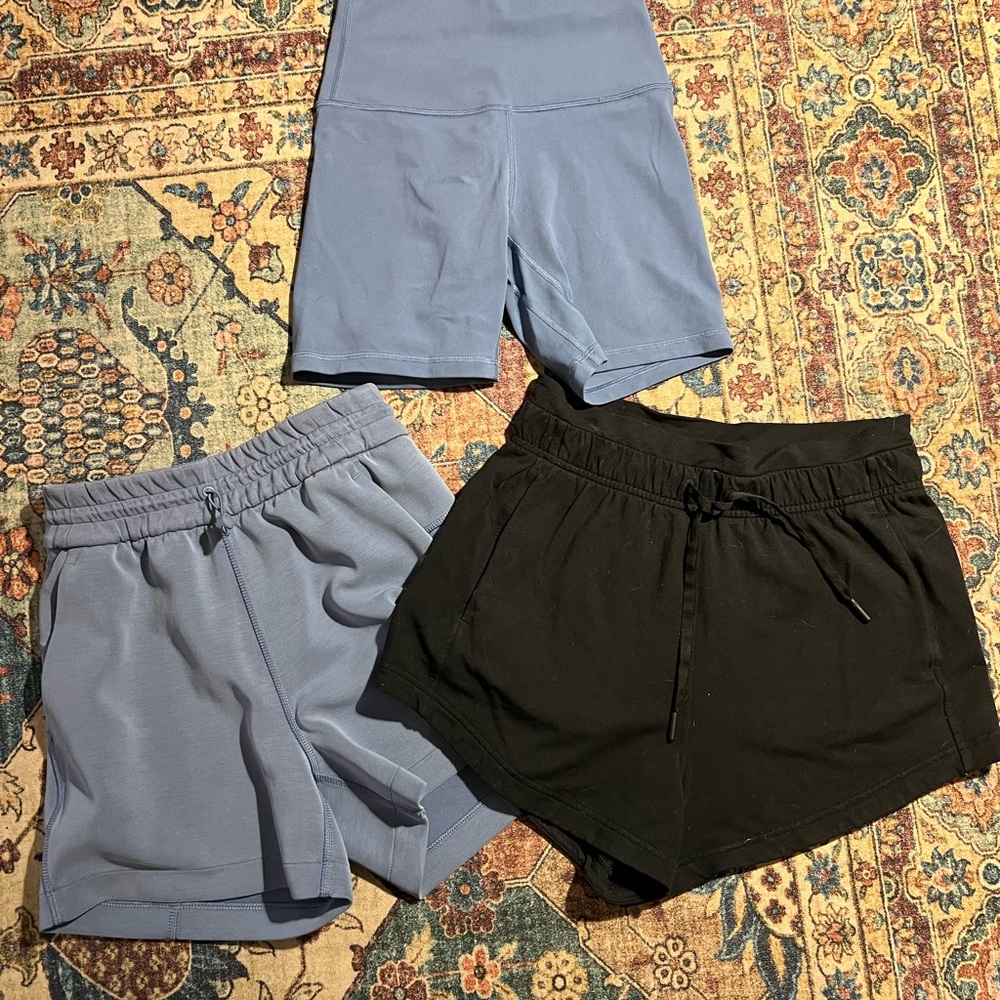 lululemon athletica Black and Light Blue Athletic Shorts